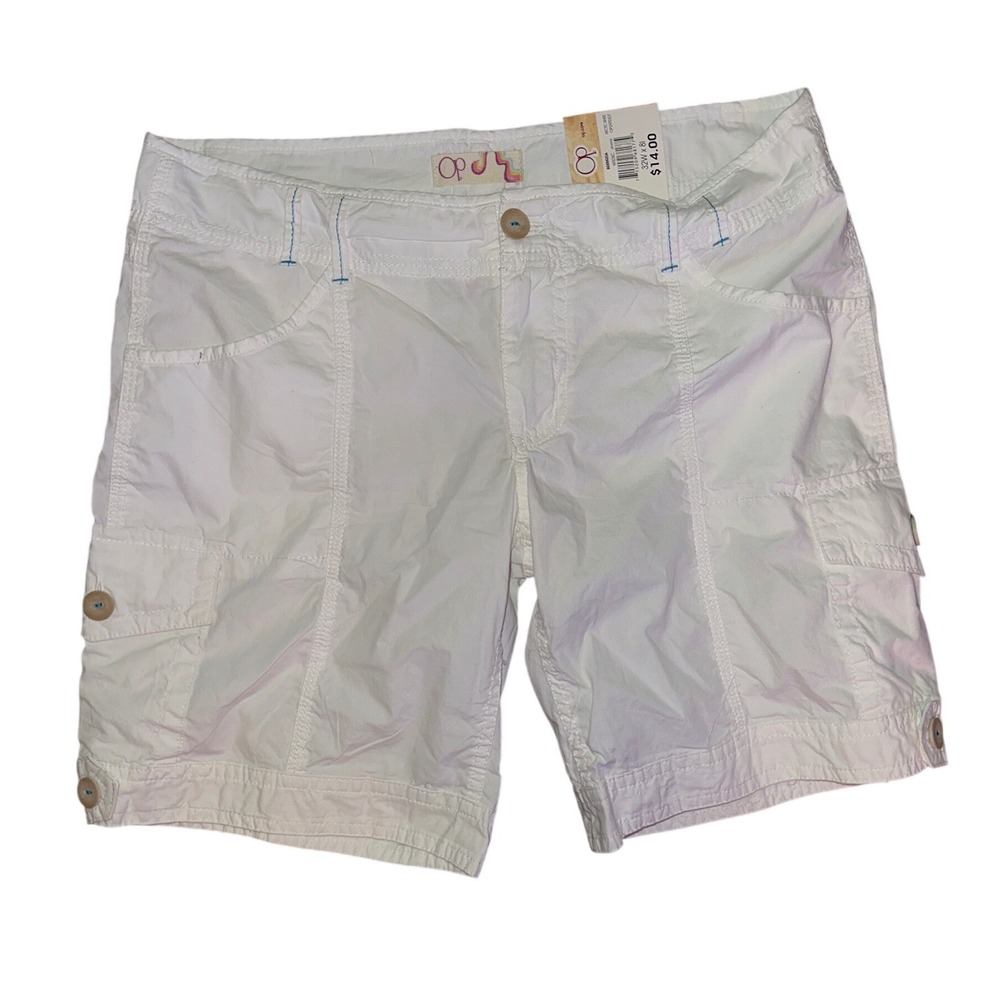 OP Ocean Pacific Arctic White Cargo Shorts Womens 7 Cotton Utility OP211D07 NWT